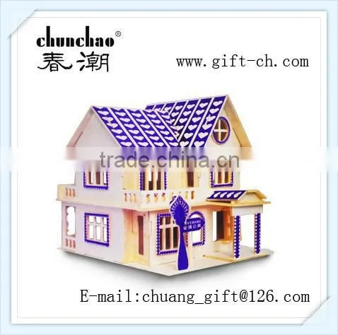 Wooden Crafts Assembled Toy , Wooden Diy House