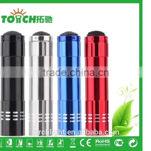 Aluminum Alloy Camping Mini 9 LED Flashlight Waterproof 9 Leds Flash Light Emergency Flashlight for 3*AAA Battery photo-3
