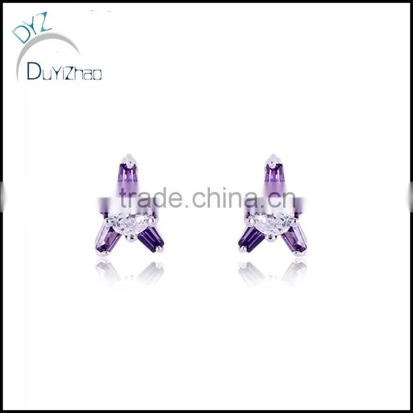 Latest Dubai the Five-star Shape Zircon Earrings photo-3