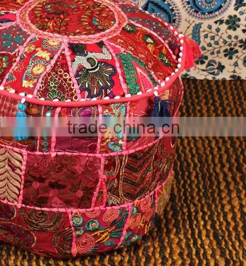 Ethnic Poof Indian Pouf Ottoman Storage Pouf Cover Footstool Bohemian Gypsy Decor photo-4