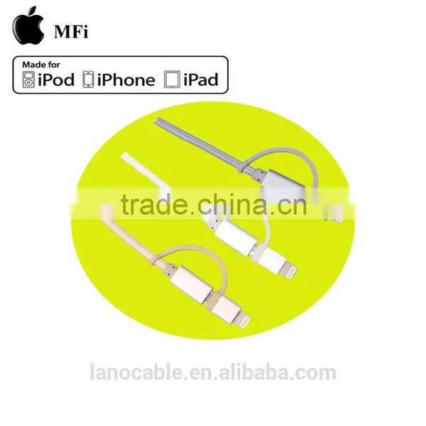 1m MFi Certified Nylon Braided 2 in 1 Charger Cable photo-3