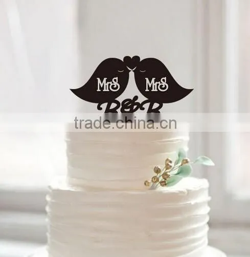 New Custom Personalized Bride and Groom Words Silhouette Wedding Cake Topper photo-6