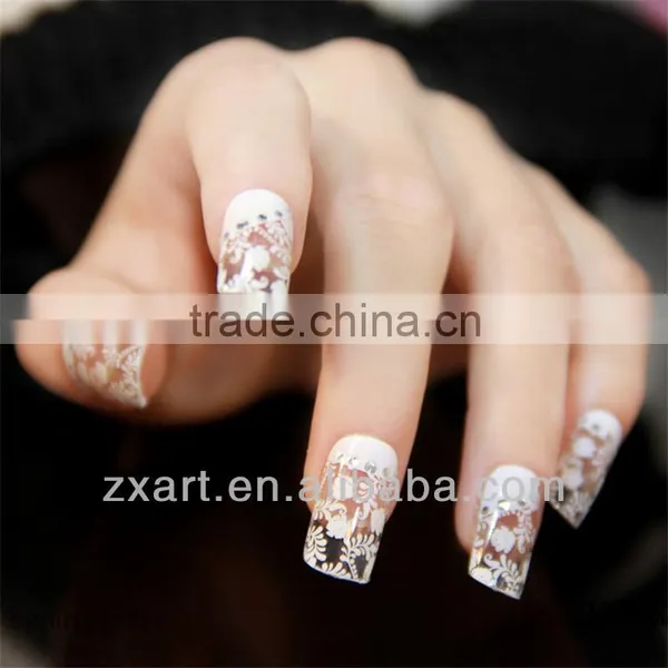 Hot Fashion Shining White Lace Nail Wraps Bling 2D Nail Wraps UV Gel Nail Sticker photo-3