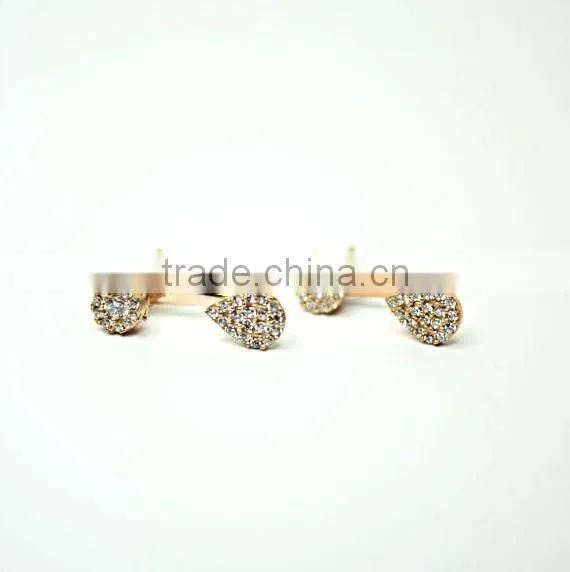 Hot New Product For 2015 Sterling Silver Teardrop Ear Jackets, 925 Silver Teardrop Double Side Stud Earring