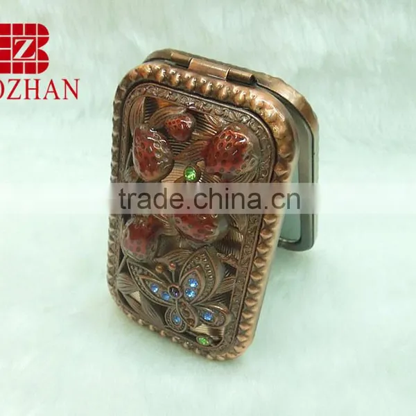 Butterfly Rhinestone Makeup Mirror/red Bronze Pocket Mirror/butterfly Rhinestone Cosmetic Mirror photo-3