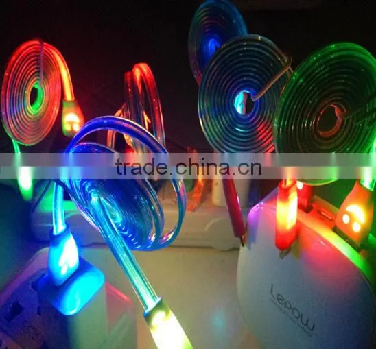 Smile Face Led Light Retractable Usb Data Line , Led Light Usb Charging Data Line, Usb Data Charger Cable photo-3