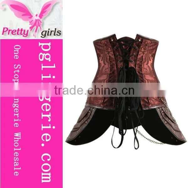 New Item Vintage Buckle up Brocade Steampunk Underbust Corset photo-3