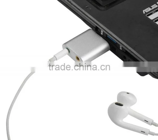 Portable Aluminum External USB Audio Adapter Sound Card With Stereo Headphone/Speaker and Mono Microphone Jacks photo-5