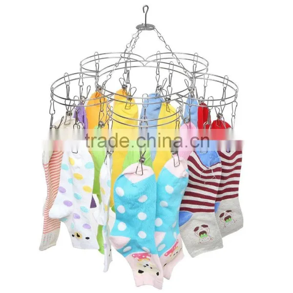 Modern Stainless Steel Metal 20 Clip Ring Design Hanging Clothespins / Garment Drying Rack photo-2