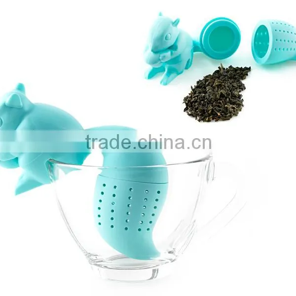 Novelty Design Squirrel Silicone Tea Infuser Silicone Tea Strainer Infusers