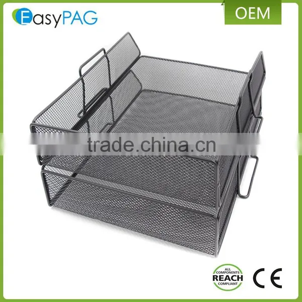 Metal Mesh Desk Office Desk Organzier Magazine Rack / Holder Document Tray With Becket photo-3