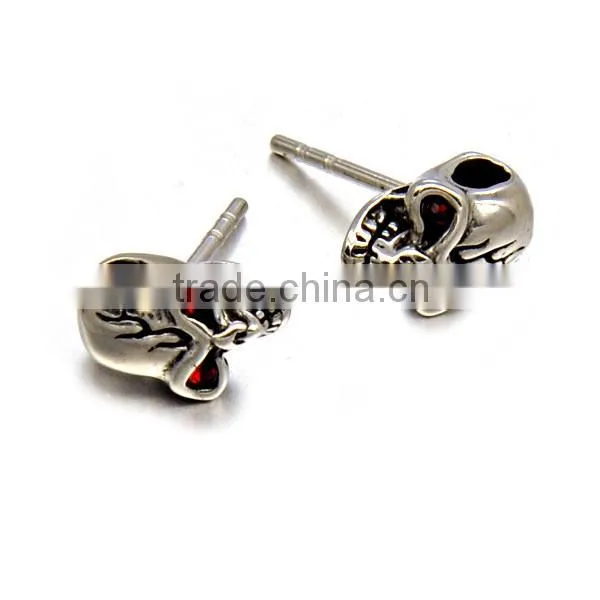 316 L Stainless Steel Punk Biker Jewelry Skull Earring photo-3
