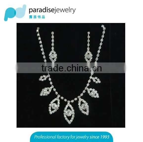 Silver Plated Wedding Jewelry Set 2016 New Women Bridal Jewelry Set Hot Wholesale Rhinestone Necklace Earring Set photo-2