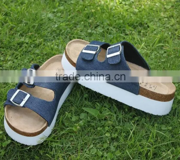 Summer Leather Buckle Cork Outsole Wear-resisting Ladies Fancy Sandal photo-4