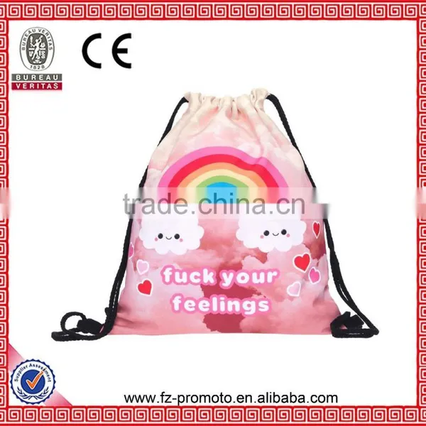 2016 New Fashion Women Backpack 3D Printing Travel Softback Women Mochila Drawstring Bag Mens Backpacks Rabbits Girls Backpack photo-2