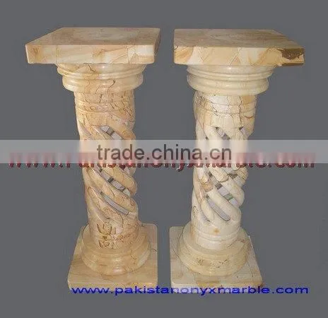 NATURAL COLOR TEAKWOOD MARBLE PEDESTALS photo-2