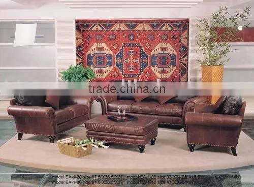 Chesterfield Sofa Set. Genuine Leather Sofa Set. American Modern Style Leather Sofa Set B48139