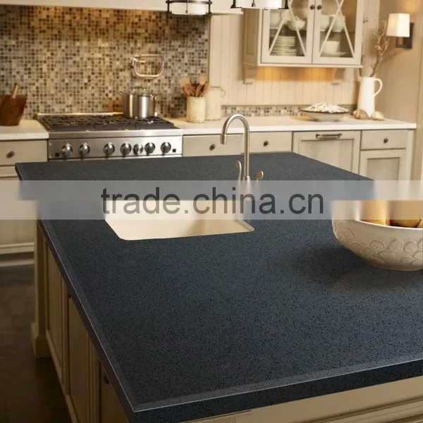 High Quality Black Artificial Quartz Kitchen Countertop photo-2