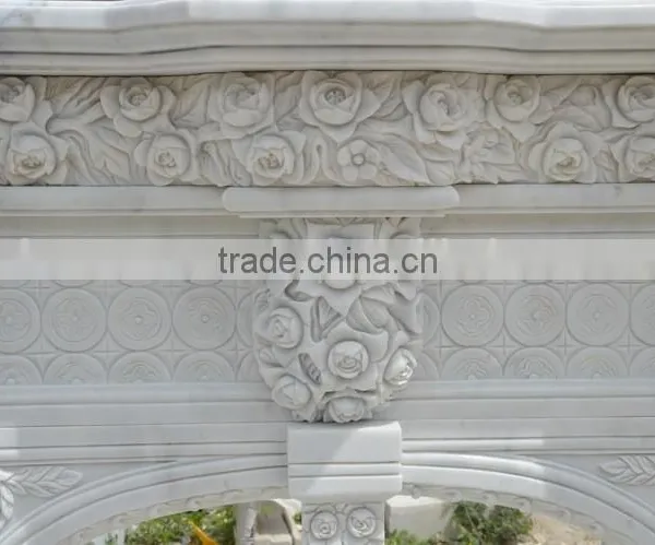 Classical Indoor Decorative White Marble Fireplace Mantel photo-2