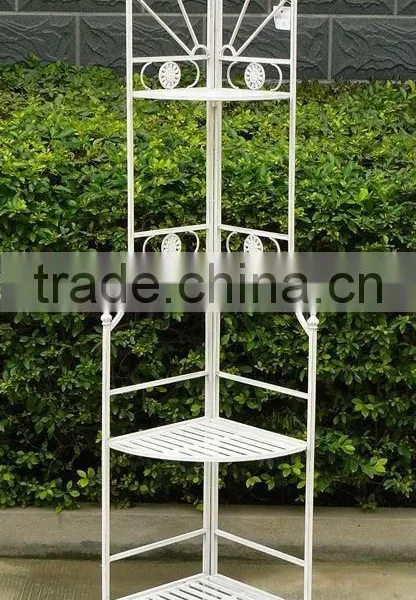 4 Tier Metal Shelf Plant Stand Antique White Outdoor and Indoor Patio Furniture photo-2