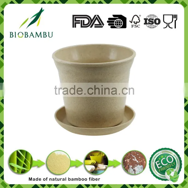 Manufacturer Supply Best Selling Items Bamboo Fiber Flower Pot With Tray photo-3