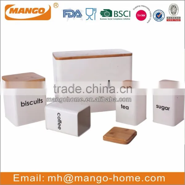 Unqiue Metal Bread Bin Biscuits Tea Coffee Sugar Canister Sets photo-5