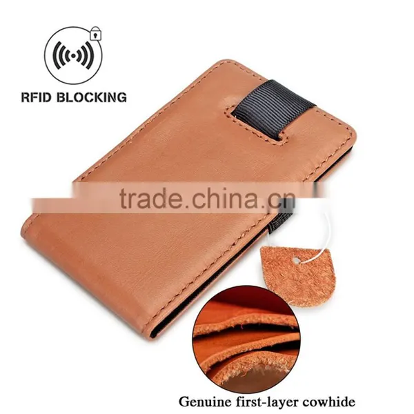 Tianhooo Slim Wallet Minimalist Brown Genuine Cowhide Leather Wallet RFID Blocking Card Holder photo-2