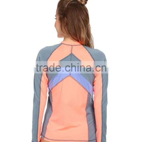 Swimwear Sexy Wholesale Color Block Surf Rashguard Tee Long Raglan Sleeves Private Label Bulk Swimwear Manufacturer photo-5