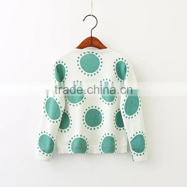Top Quality Cotton Material Knit Kids Long Sleeve Sweater With Big Polka Dot photo-2