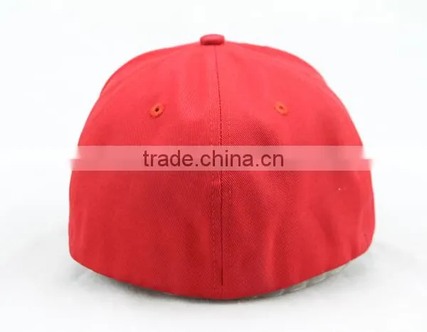 Red Cotton 6 Panel Unisex Custom Fitted Flex Fit/flexfit Baseball Caps and Hats Embroidered photo-4