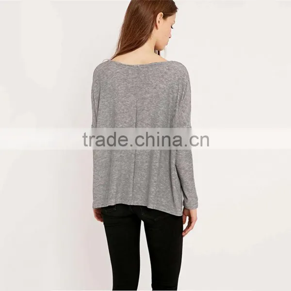 Stylish t Shirts Design Loose Neck t Shirts of Custom Long Sleeve t Shirts for Men photo-2