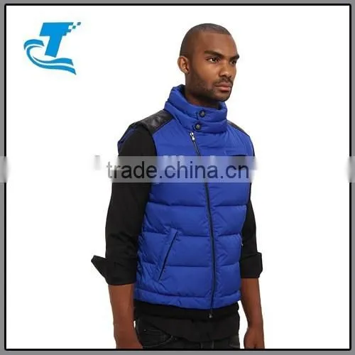 New Fashion European Style Winter Blue Men Down Vest With Stand Up Collar photo-6