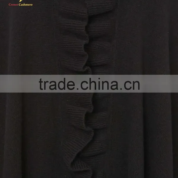 Pure Color Winter Handmade Poncho Wholesale Cashmere Women Knit Poncho photo-3