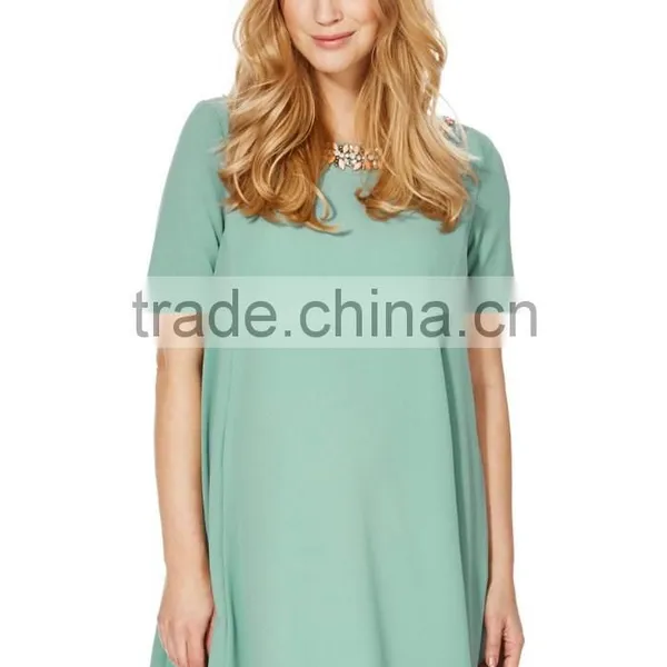 Fashion Embellished Trim Swing Maternity Dress Wear photo-4