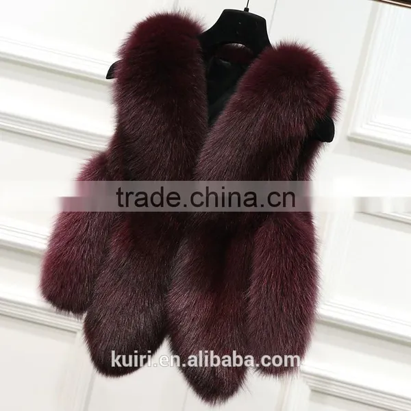Classical Pattern Bread Clothes Real Fox Fur Gilet Lady Fur Waistcoat photo-4