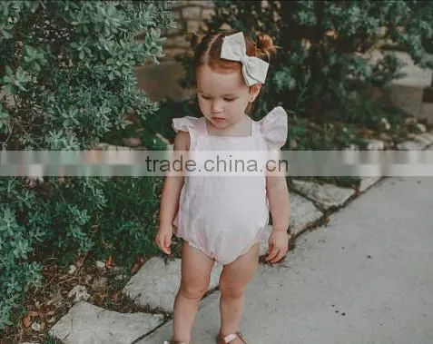Baby Girl Romper Several Colors Ruffled Linen Fabric Baby Clothes Romper photo-2