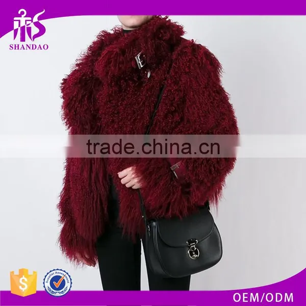 Shandao OEM Fashion Custom Winter Women Long Sleeve Turkey Fur Coat