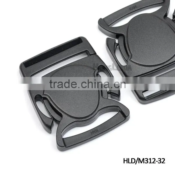 HLD/M312-32mm 1.25inch Black Plastic Buckles Adjustable Splice Clip Buckle Crab-sahpe Backpack Webbing Strap photo-2