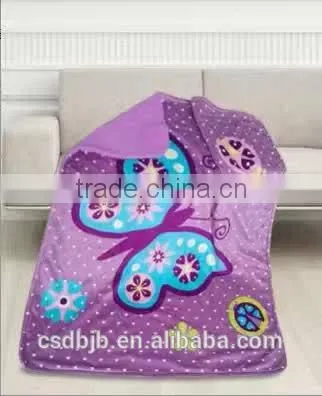 FeiYue New Design Butterfly Super Soft Microfiber Sherpa Blanket For Children