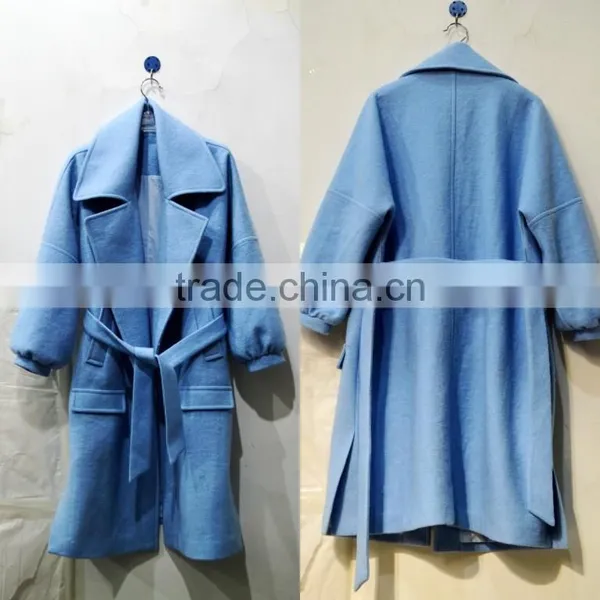 Woollen Coat Supper Start Lovely Style Blue Woollen Coat Factory Price photo-4