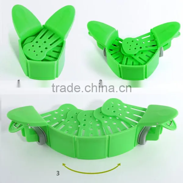 Universal Size Fit Most Pans Clip-on Green Silicone Pasta Strainer photo-5