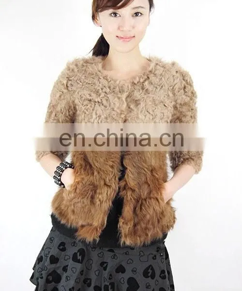 Real Lamb Fur Jacket With Tuscany Style for Women Wear Yellow Coat photo-4