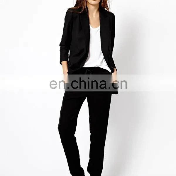 2015 Latest Fashion From China High Quality Women Coat ,Black Boyfriend Blazer Wind photo-4
