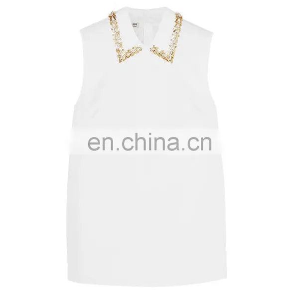 Hot Sale Lady Top With Beading Neckline photo-3