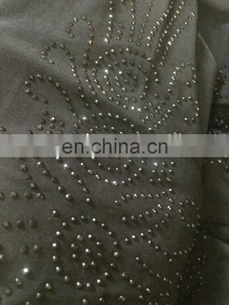 Black Lycra(Stretchable) + Velvet Diamond Stone Work Islamic Burqa / Casual Daily Wear Islamic Burkha photo-3