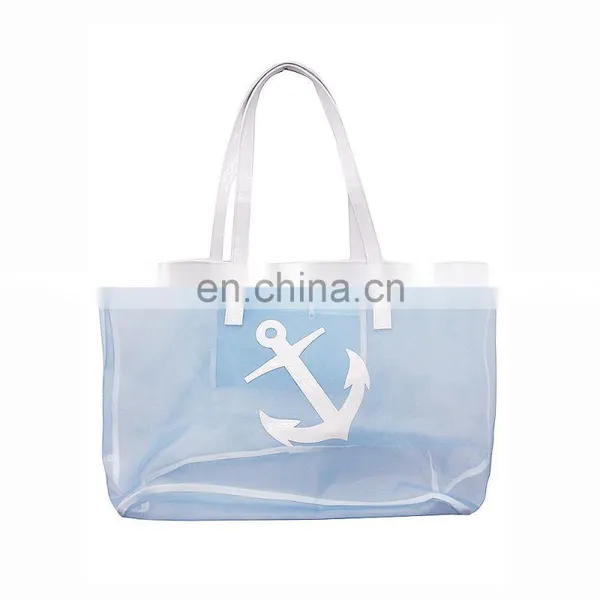 24x15 Inch Sea Life Anchor Print PVC Summer Beach Promotional Tote Bag photo-2