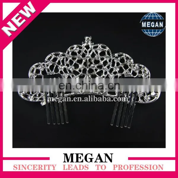 Elegant Big Crystal Crown Bridal Heart Rhinestone Tiara With Hair Comb photo-4