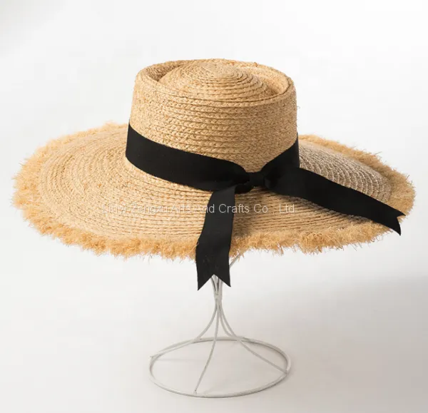 2019 New Style Spring Summer Beach Floppy Raffia Straw Hat For Women photo-2