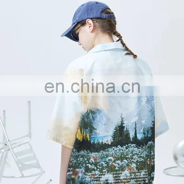 Diznew Mens Sublimation Full Allover Print Beach Shirt Set Custom Print 2XL Loose Button Up Shirt photo-3