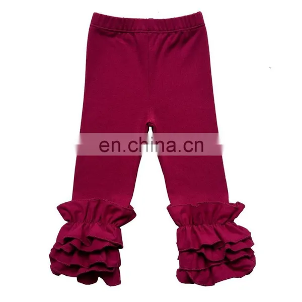 Infant Toddler Girls Double Icing Ruffle Leggings Triple Cotton Boutique Elastic Waist Slacks Joggers 27 Plain Colors 10 Sizes photo-3